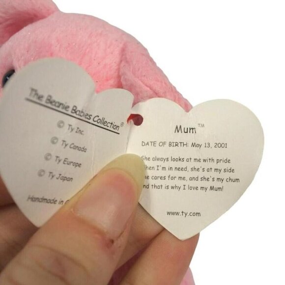 TY Beanie Baby MUM Pink Sparky Plush Stuffed Teddy Bear (Retired 2002 Mint) - Picture 4 of 4